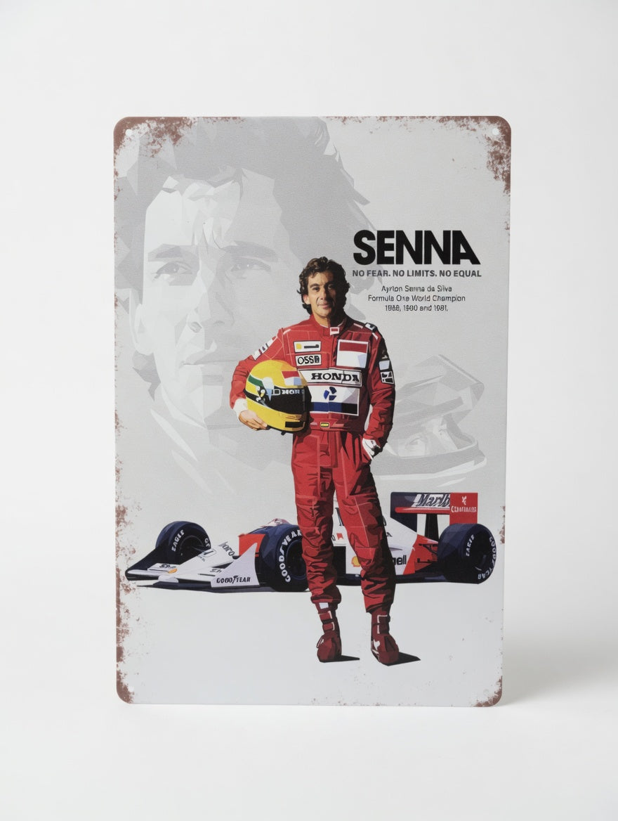 Plaque Métallique Vintage Ayrton Senna – 30 x 20 cm