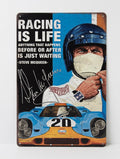 Plaque Métal Steve McQueen – Racing is Life 30 x 20 cm
