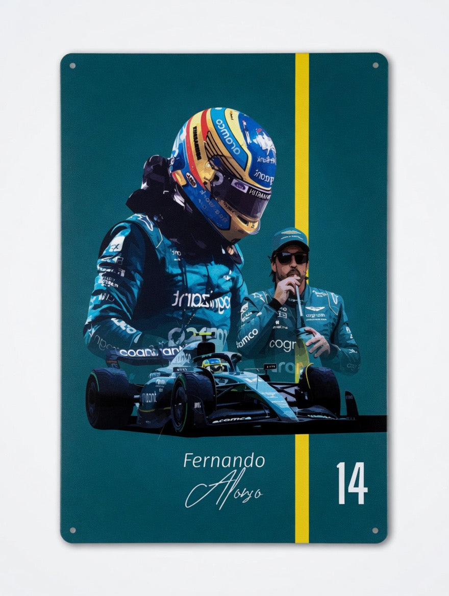 Plaque Métal Fernando Alonso 30 x 20 cm