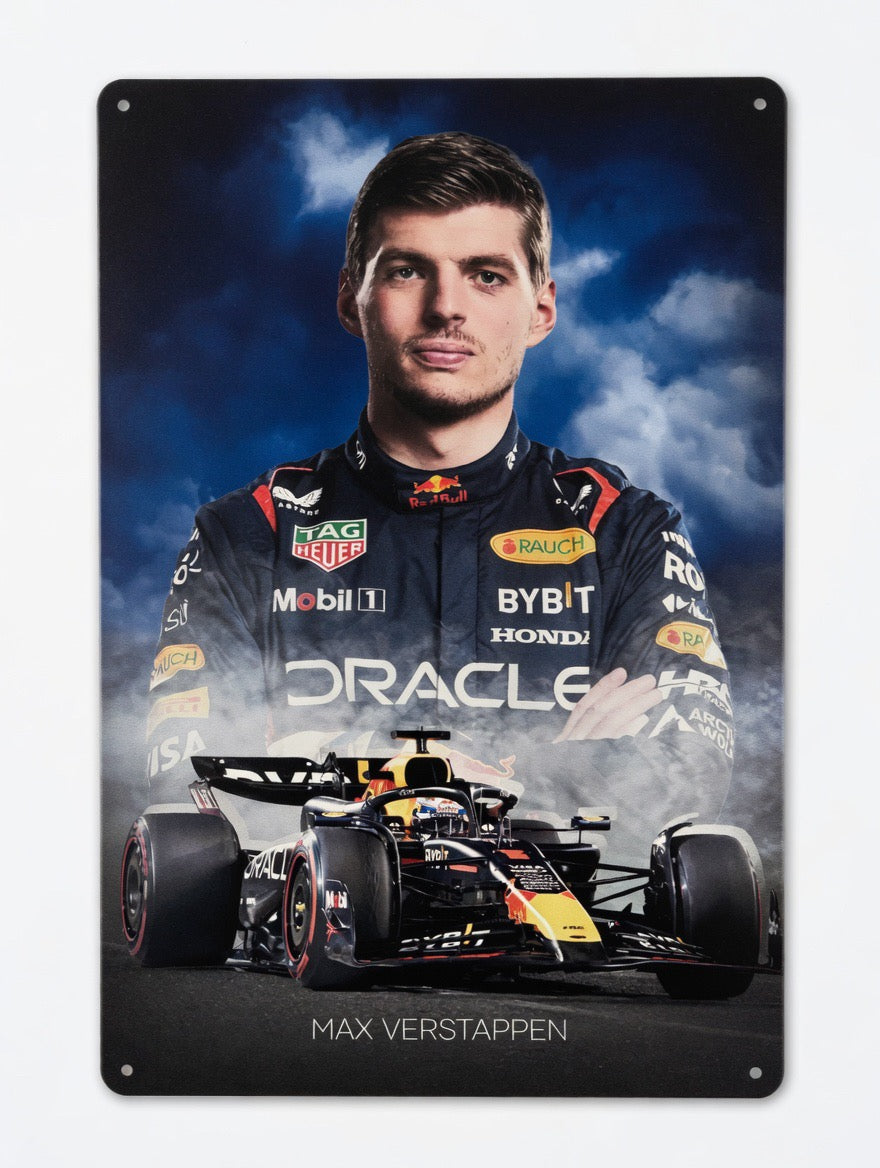 Plaque Métal Max Verstappen – Portrait Oracle Red Bull 30 x 20 cm