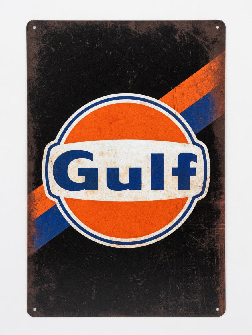 Plaque Métal Gulf – Logo Iconique 30 x 20 cm