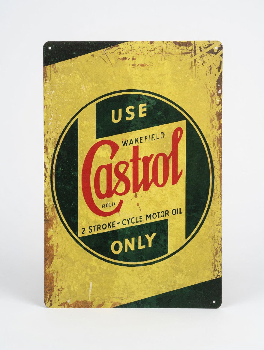 Plaque Métal Castrol Vintage – 2 Stroke Motor Oil 30 x 20 cm
