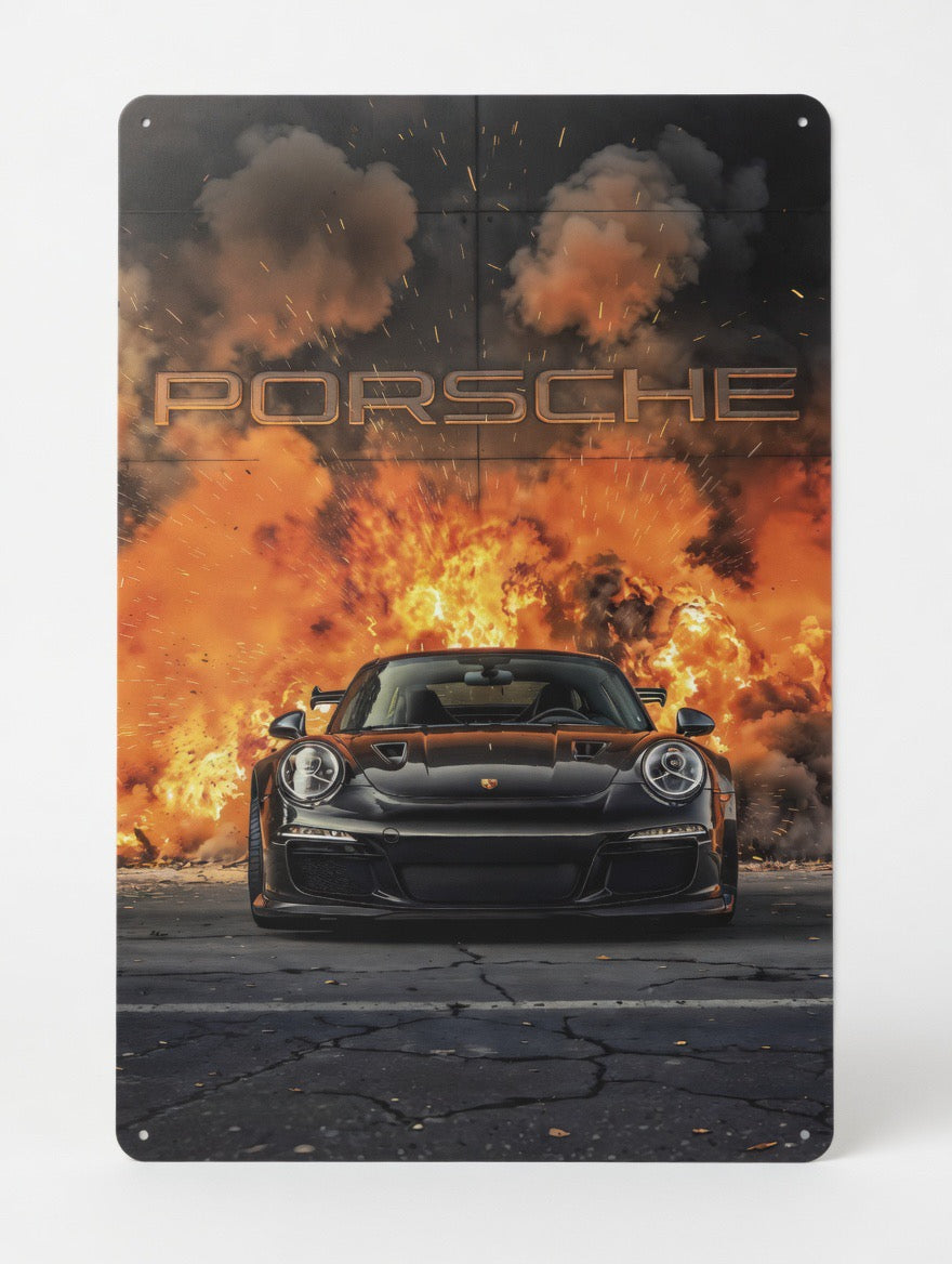 Plaque Métal Porsche – Puissance Explosive 30 x 20 cm