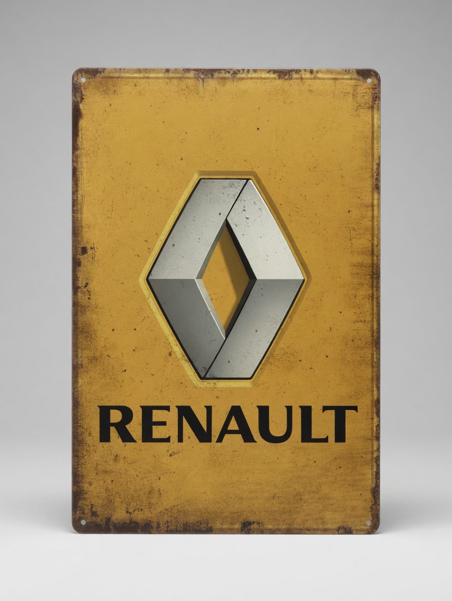 Plaque Métal Renault Vintage Logo Classique 30 x 20 cm