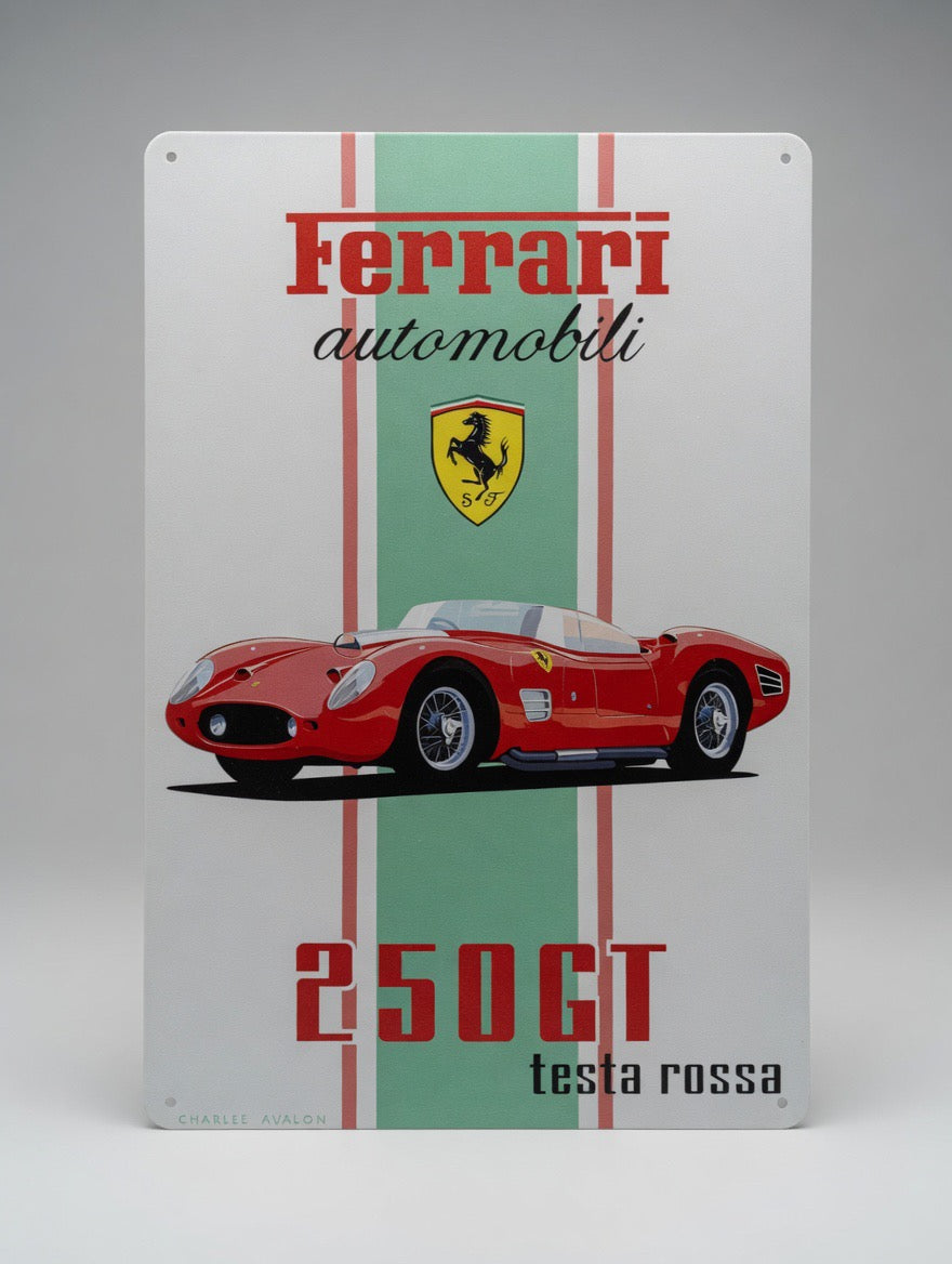 Plaque Métal Ferrari 250 GT Testa Rossa 30 x 20 cm
