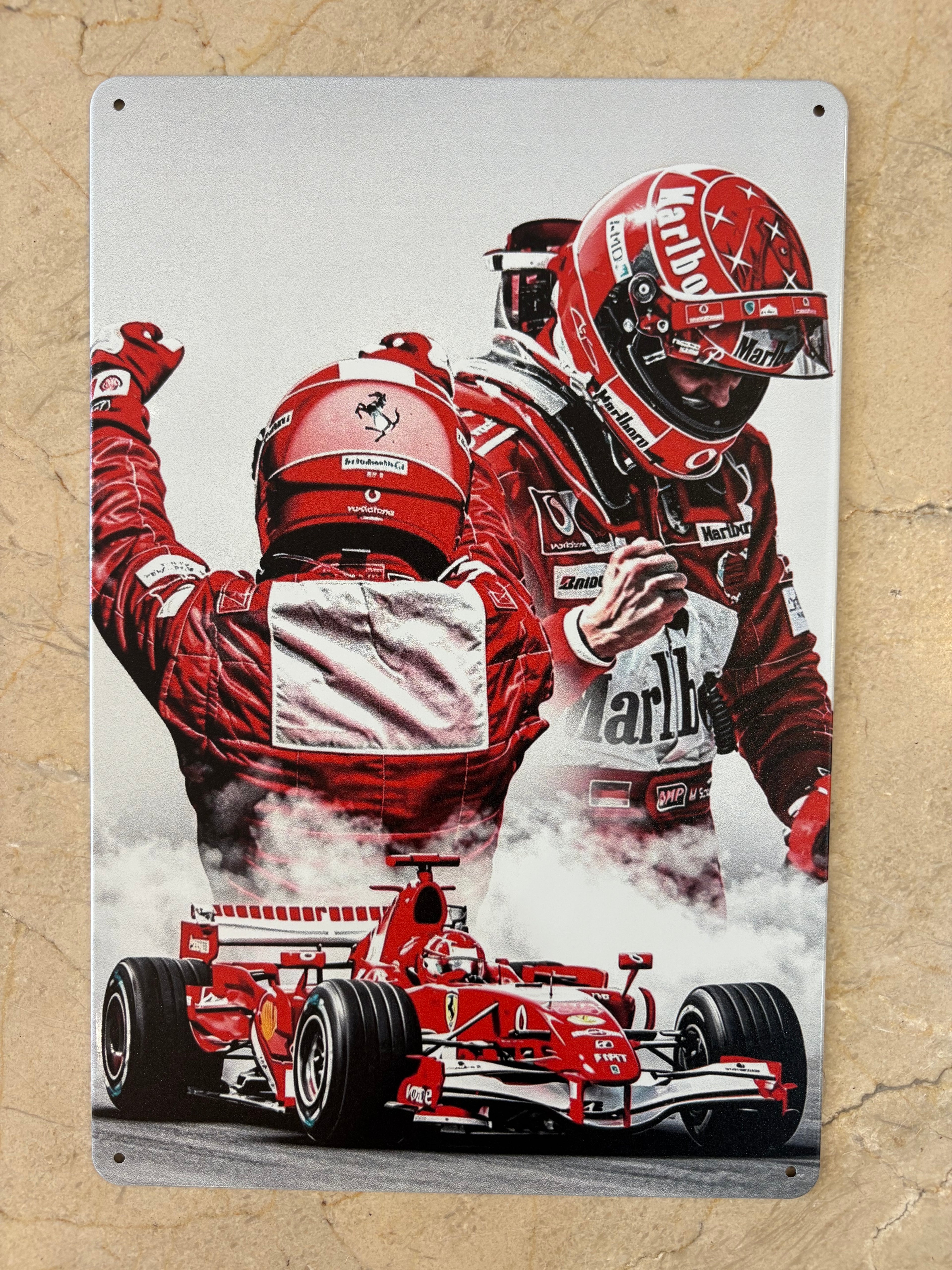Plaque Métal Michael Schumacher Victoire 30 x 20 cm