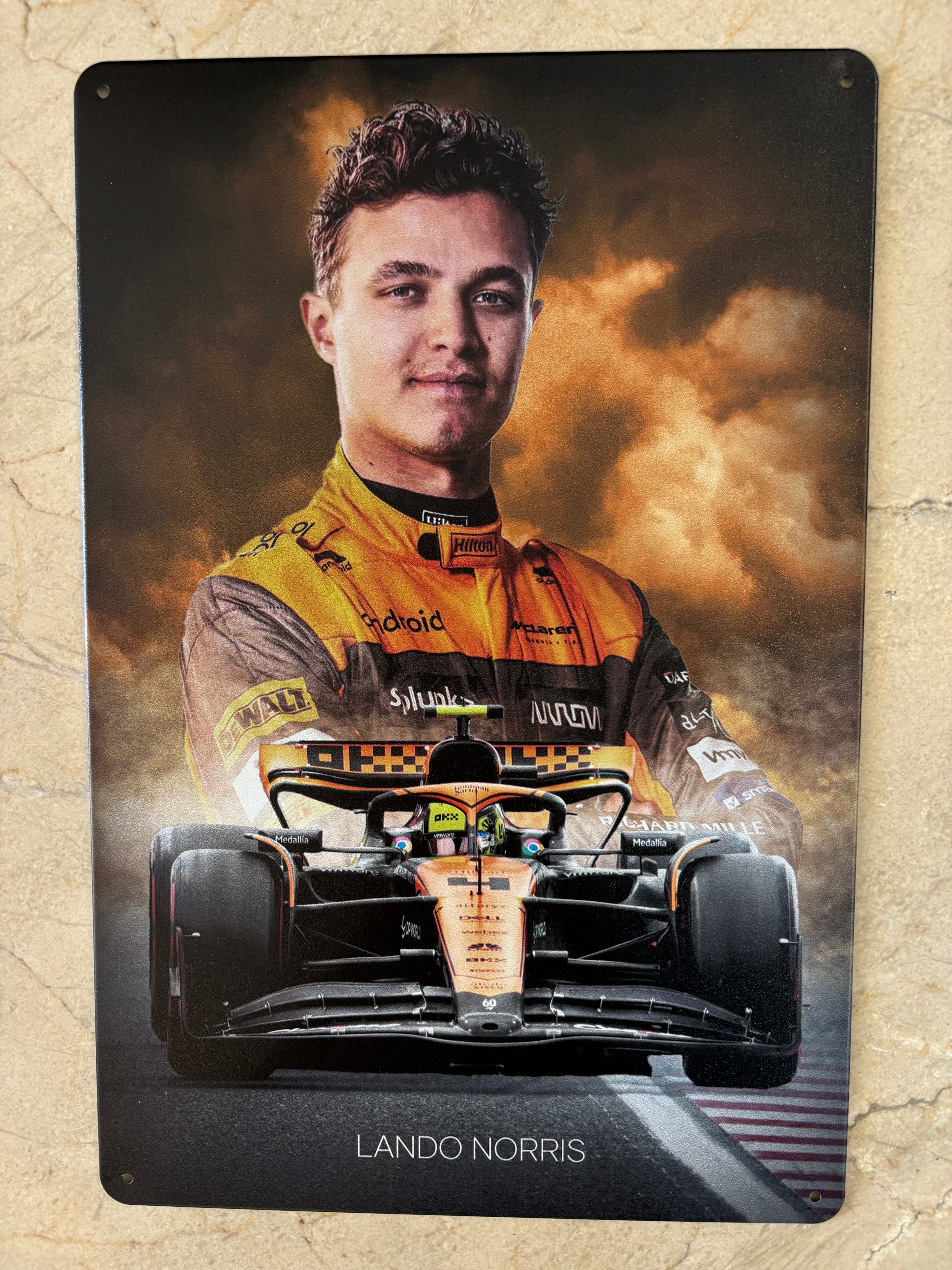 Plaque Métal Lando Norris Noir 30 x 20 cm