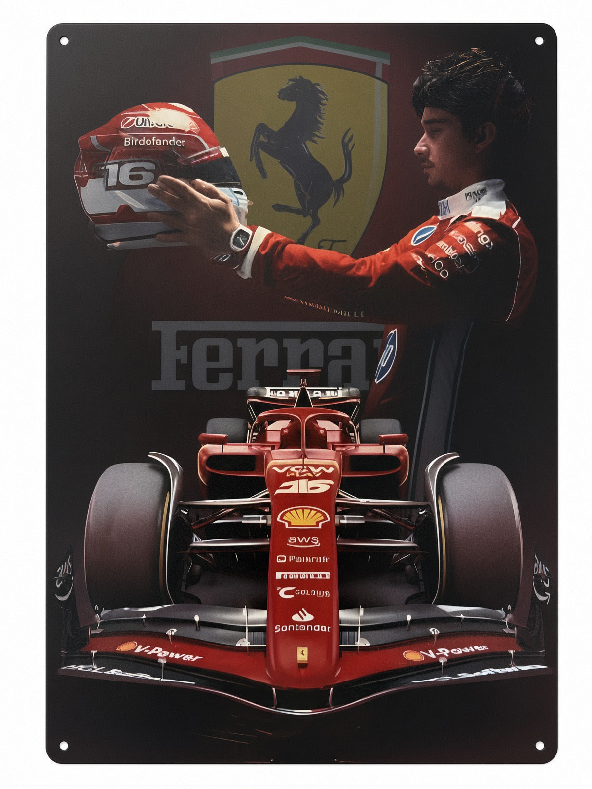 Plaque Métal FERRARI F1 LECLERC 30 x 20 cm