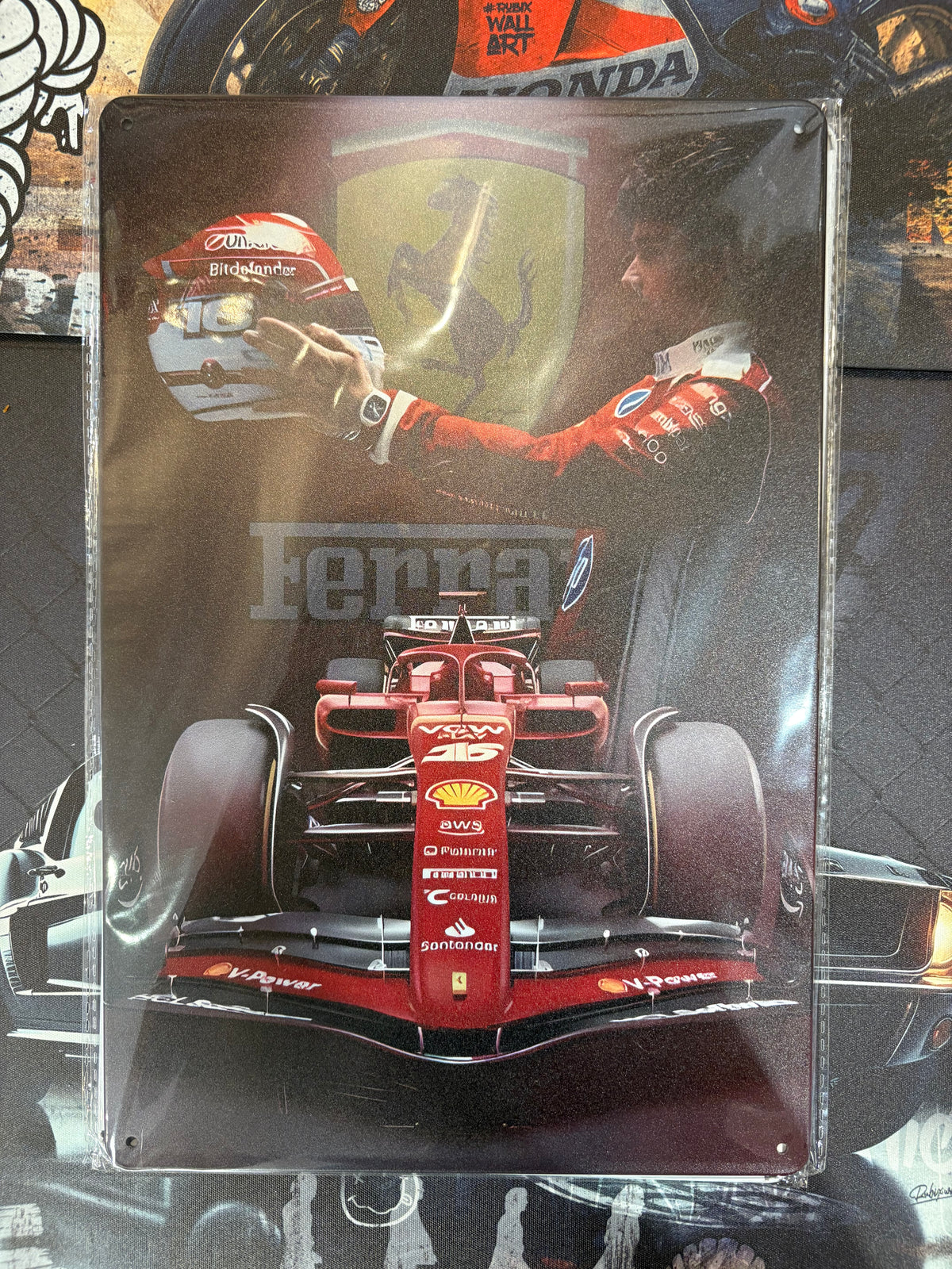 Plaque Métal FERRARI F1 LECLERC 30 x 20 cm