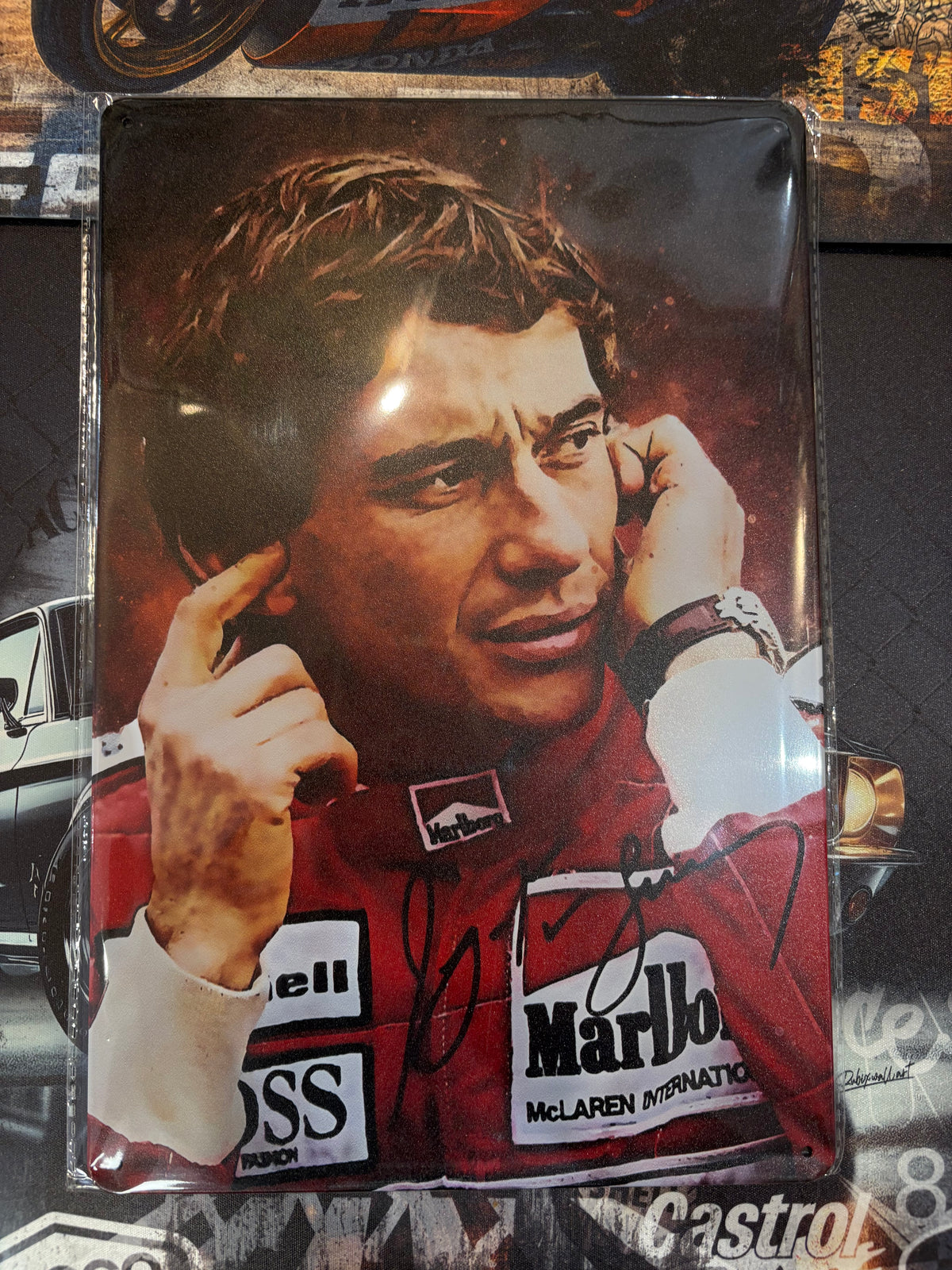 Plaque Métal AYRTON SENNA – McLaren 30 x 20 cm