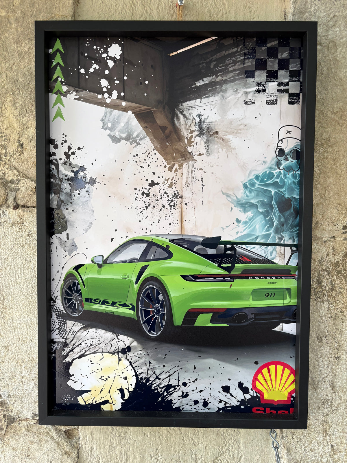 Tableau Porsche 911 GT3 RS Green Artiste ALEX 40*60 cm